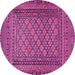 Round Machine Washable Southwestern Pink Country Rug, wshtr2768pnk