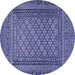 Round Machine Washable Southwestern Blue Country Rug, wshtr2768blu