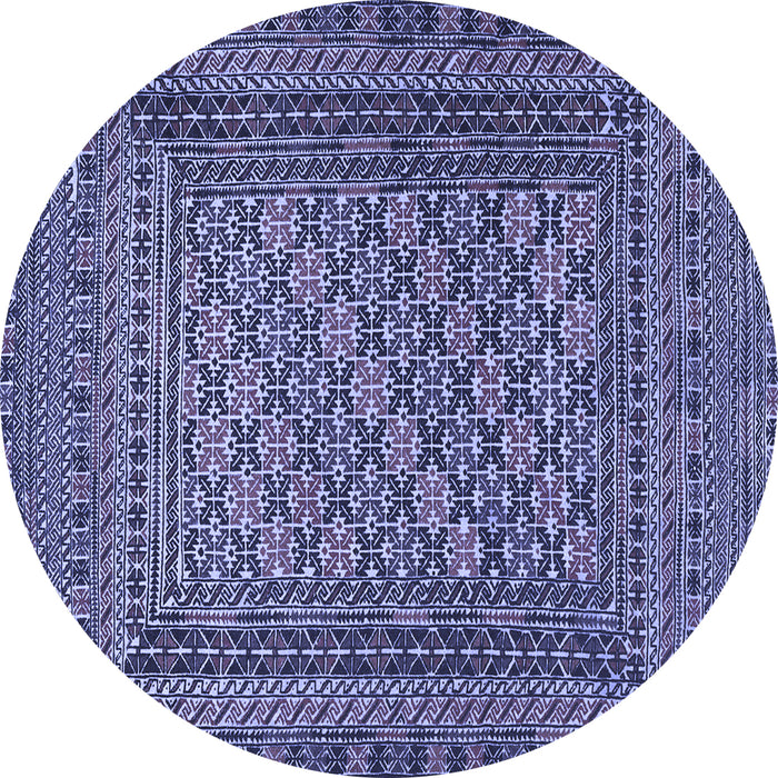 Round Southwestern Blue Country Rug, tr2768blu