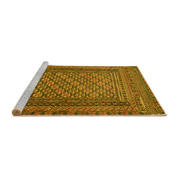 Sideview of Machine Washable Southwestern Yellow Country Rug, wshtr2768yw