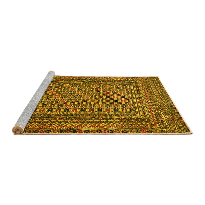 Sideview of Machine Washable Southwestern Yellow Country Rug, wshtr2768yw