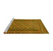 Sideview of Machine Washable Southwestern Yellow Country Rug, wshtr2768yw