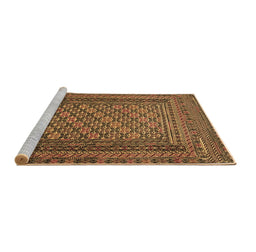 Sideview of Machine Washable Southwestern Brown Country Rug, wshtr2768brn