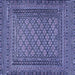 Square Machine Washable Southwestern Blue Country Rug, wshtr2768blu