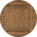 Round Southwestern Brown Country Rug, tr2768brn