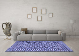 Machine Washable Southwestern Blue Country Rug in a Living Room, wshtr2769blu