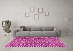 Machine Washable Southwestern Pink Country Rug in a Living Room, wshtr2769pnk