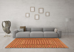 Machine Washable Southwestern Orange Country Area Rugs in a Living Room, wshtr2769org