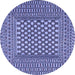 Round Machine Washable Southwestern Blue Country Rug, wshtr2769blu