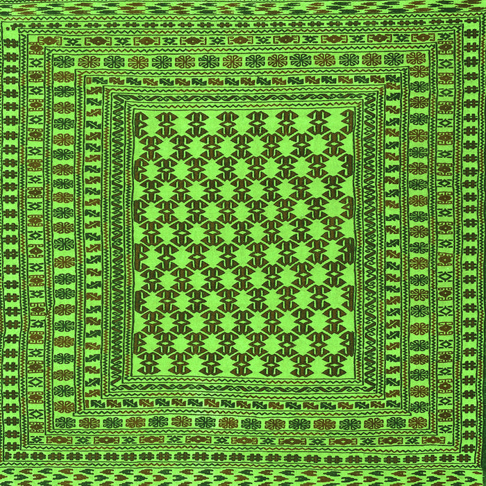 Round Machine Washable Southwestern Green Country Area Rugs, wshtr2769grn