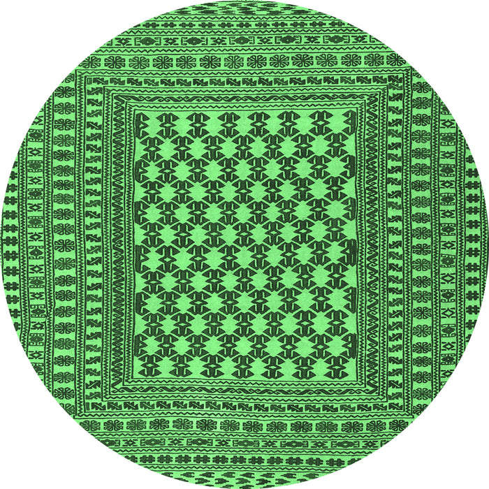 Round Southwestern Emerald Green Country Rug, tr2769emgrn