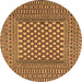 Round Southwestern Brown Country Rug, tr2769brn