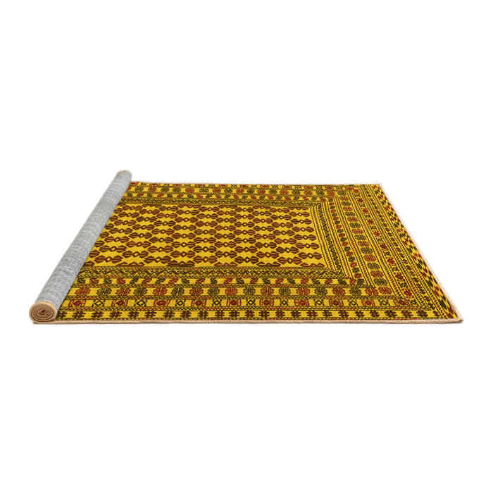 Sideview of Machine Washable Southwestern Yellow Country Rug, wshtr2769yw