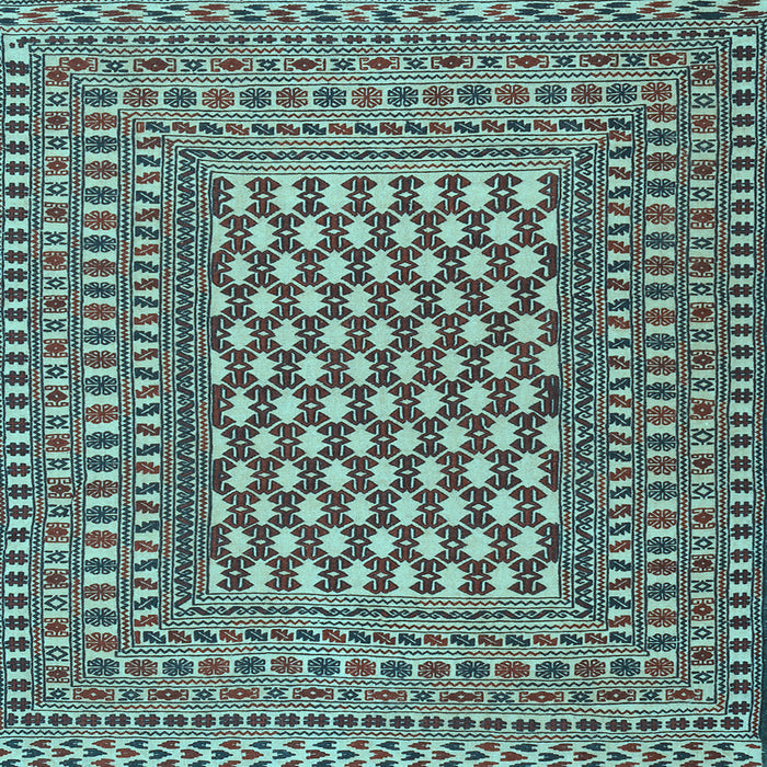 Square Machine Washable Southwestern Light Blue Country Rug, wshtr2769lblu