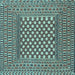 Square Machine Washable Southwestern Light Blue Country Rug, wshtr2769lblu