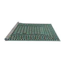 Sideview of Machine Washable Southwestern Light Blue Country Rug, wshtr2769lblu