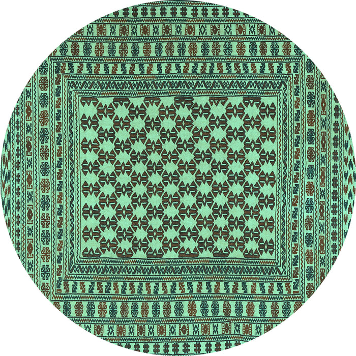 Round Southwestern Turquoise Country Rug, tr2769turq