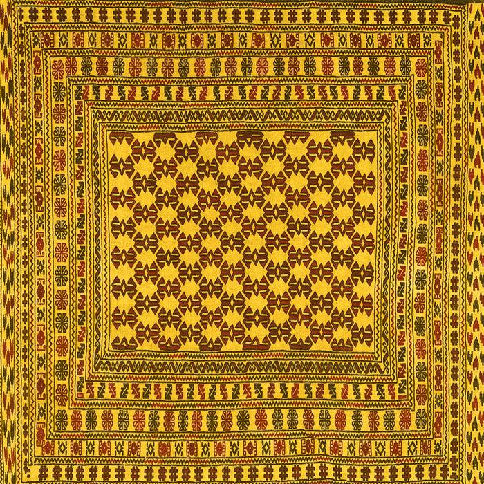 Square Machine Washable Southwestern Yellow Country Rug, wshtr2769yw