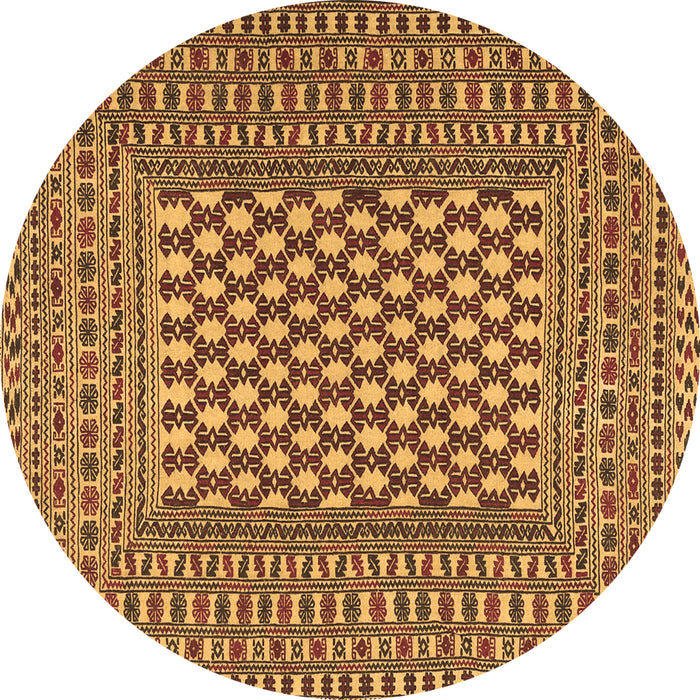 Round Machine Washable Southwestern Brown Country Rug, wshtr2769brn