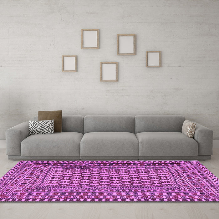 Machine Washable Southwestern Purple Country Area Rugs in a Living Room, wshtr2769pur
