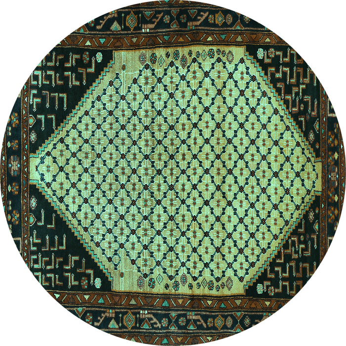 Round Persian Turquoise Traditional Rug, tr276turq