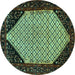 Round Persian Turquoise Traditional Rug, tr276turq