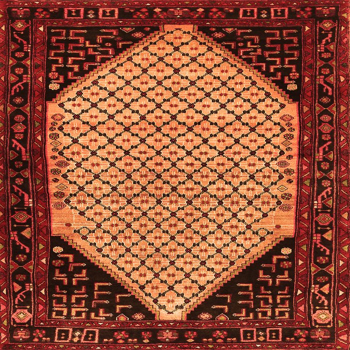 Round Machine Washable Persian Orange Traditional Area Rugs, wshtr276org