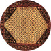 Round Persian Brown Traditional Rug, tr276brn