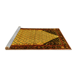 Sideview of Machine Washable Persian Yellow Traditional Rug, wshtr276yw