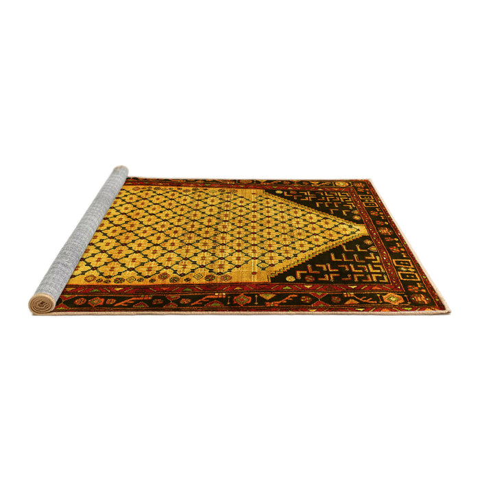 Sideview of Machine Washable Persian Yellow Traditional Rug, wshtr276yw