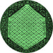 Round Persian Emerald Green Traditional Rug, tr276emgrn