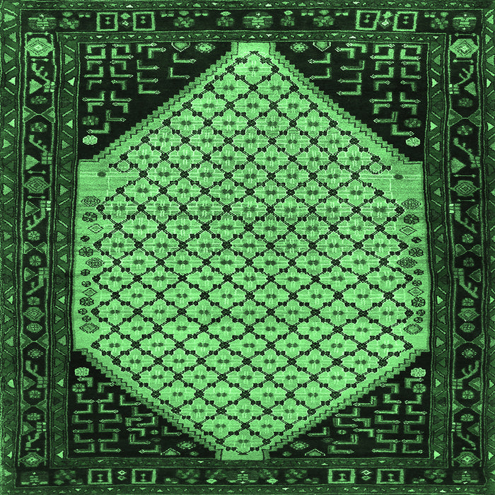 Square Persian Emerald Green Traditional Rug, tr276emgrn