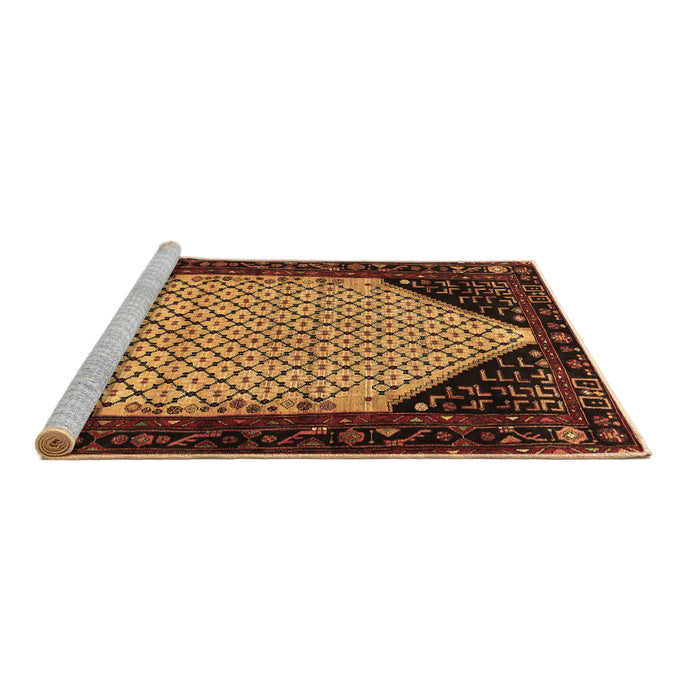 Sideview of Machine Washable Persian Brown Traditional Rug, wshtr276brn