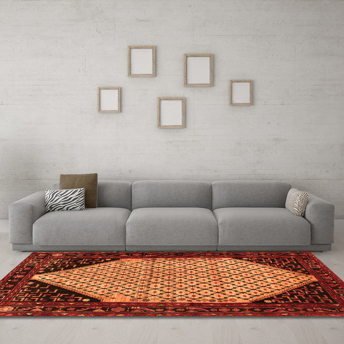 Machine Washable Persian Orange Traditional Area Rugs in a Living Room, wshtr276org