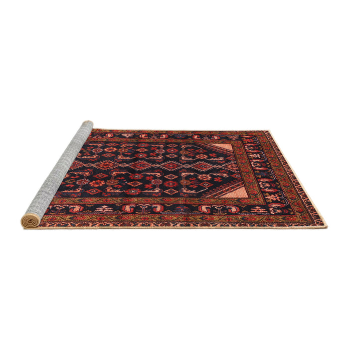Sideview of Machine Washable Traditional Chestnut Brown Rug, wshtr277