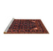 Sideview of Machine Washable Traditional Chestnut Brown Rug, wshtr277