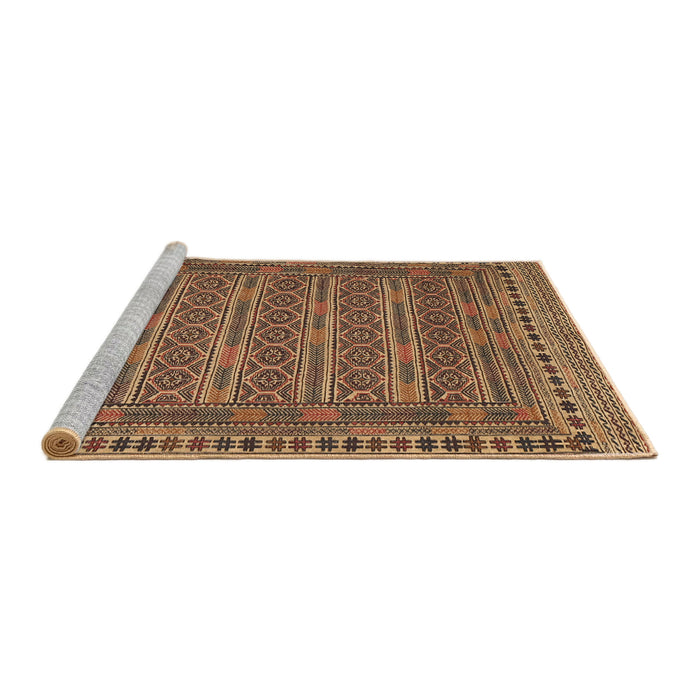 Sideview of Machine Washable Traditional Sand Brown Rug, wshtr2770