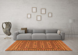 Machine Washable Southwestern Orange Country Area Rugs in a Living Room, wshtr2770org
