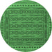 Round Southwestern Emerald Green Country Rug, tr2770emgrn