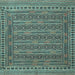 Square Machine Washable Southwestern Light Blue Country Rug, wshtr2770lblu