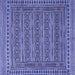 Square Machine Washable Southwestern Blue Country Rug, wshtr2770blu