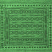 Square Machine Washable Southwestern Emerald Green Country Area Rugs, wshtr2770emgrn