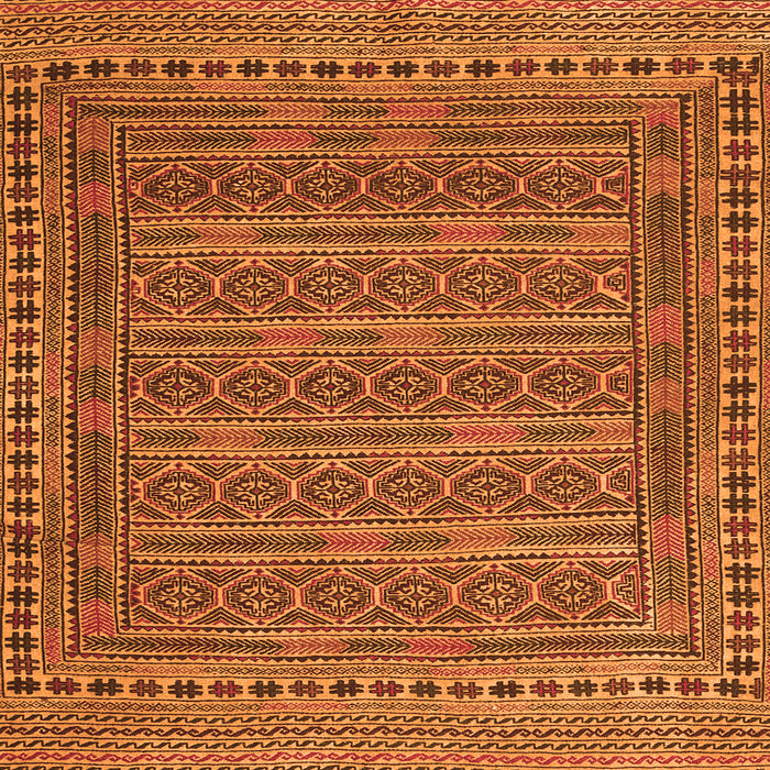 Round Machine Washable Southwestern Orange Country Area Rugs, wshtr2770org
