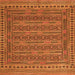 Round Machine Washable Southwestern Orange Country Area Rugs, wshtr2770org