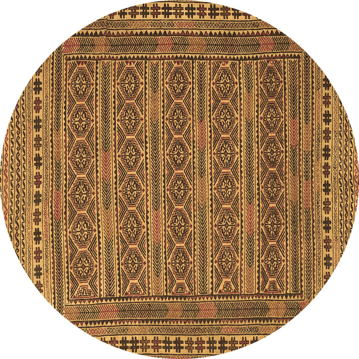 Round Machine Washable Southwestern Brown Country Rug, wshtr2770brn