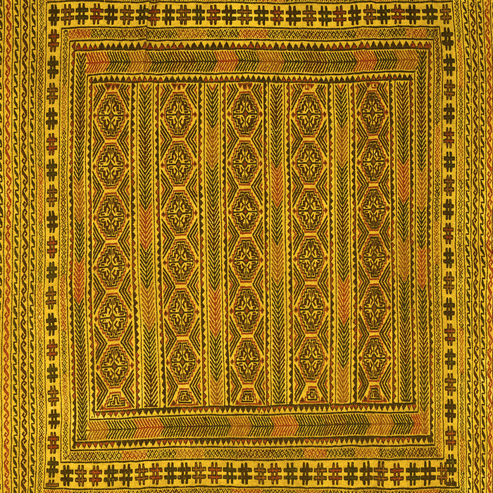 Square Machine Washable Southwestern Yellow Country Rug, wshtr2770yw