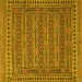 Square Machine Washable Southwestern Yellow Country Rug, wshtr2770yw