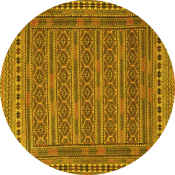Round Southwestern Yellow Country Rug, tr2770yw
