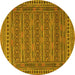 Round Southwestern Yellow Country Rug, tr2770yw