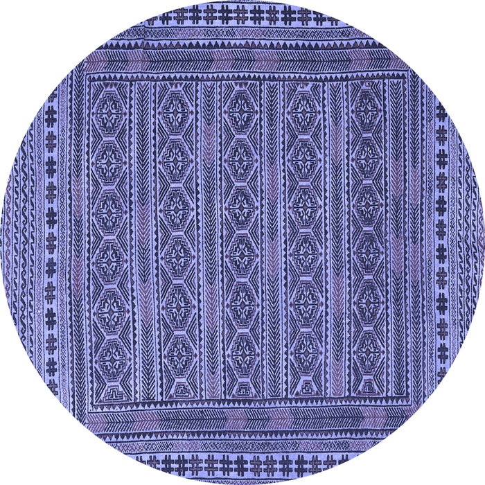 Round Machine Washable Southwestern Blue Country Rug, wshtr2770blu